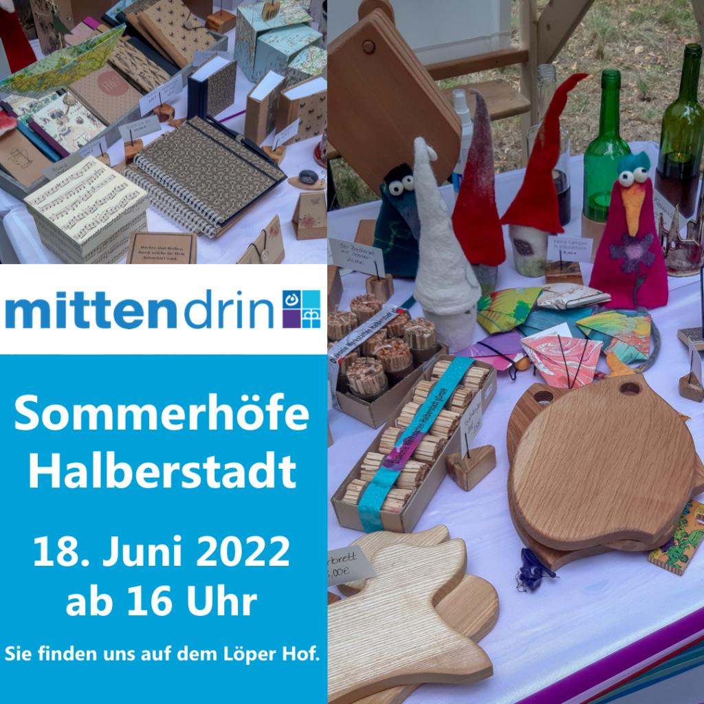 Verschiedene Produkte aus dem Werkstattladen "mittendrin" auf den Sommerhöfen in Halberstadt.