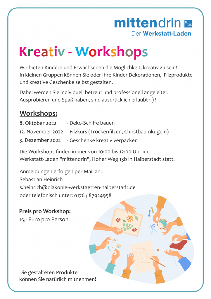 Kreativ-Workshops im mittendrin Werkstattladen.
