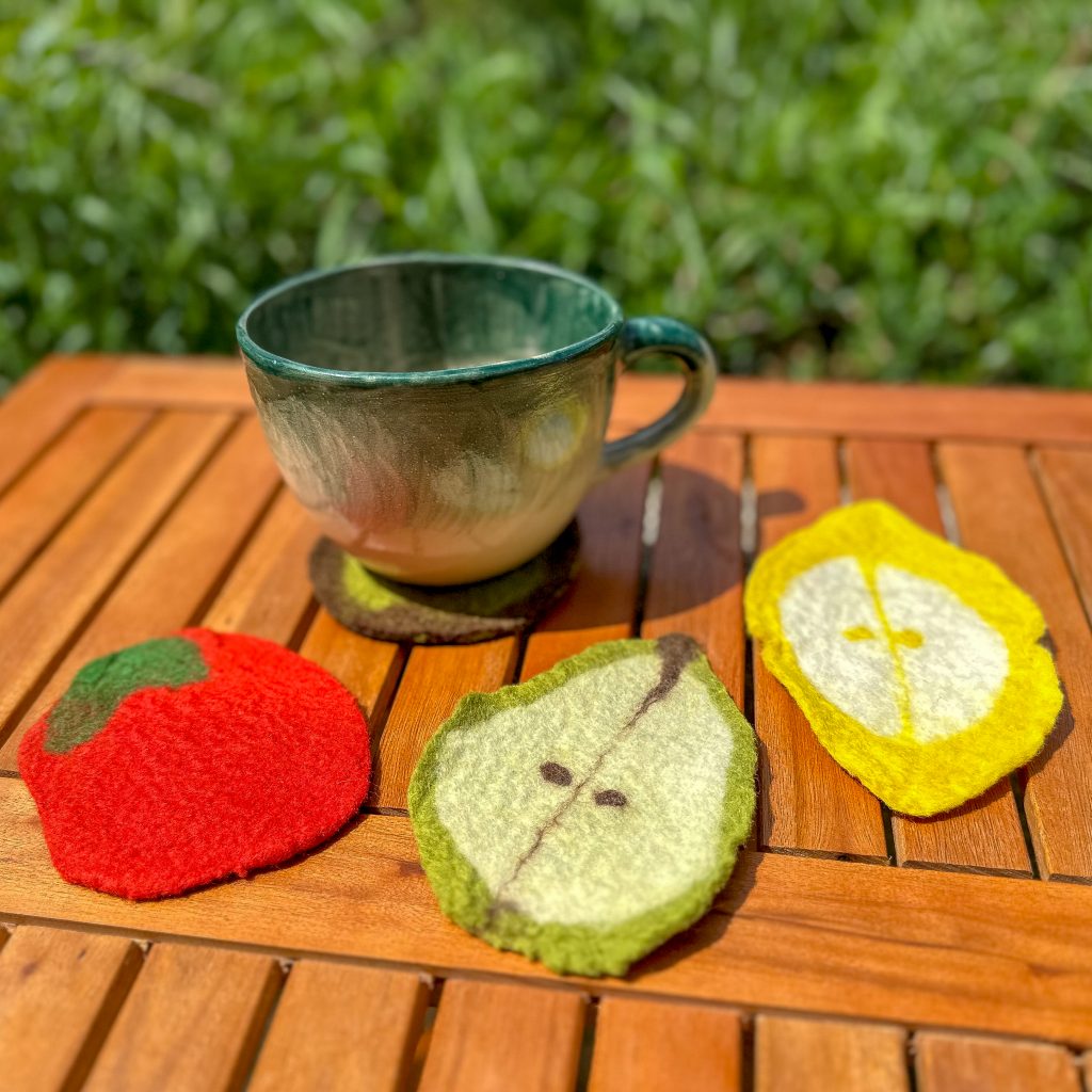 Filzuntersetzer in Obstform