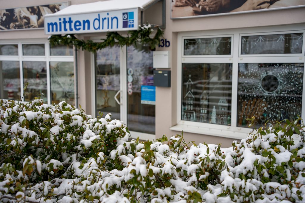 Werkstattladen mittendrin im Winter