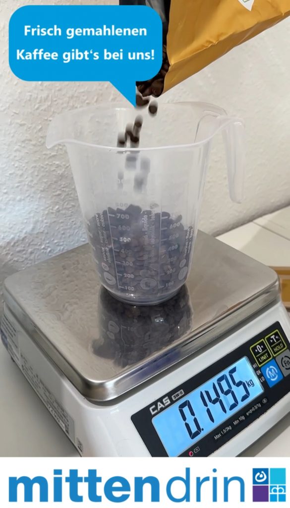 frisch gemahlenen Kaffee im mittendrin Werkstattladen